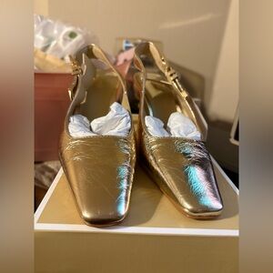 Michael Kors Metallic Gold Sling Pump Women Shoes